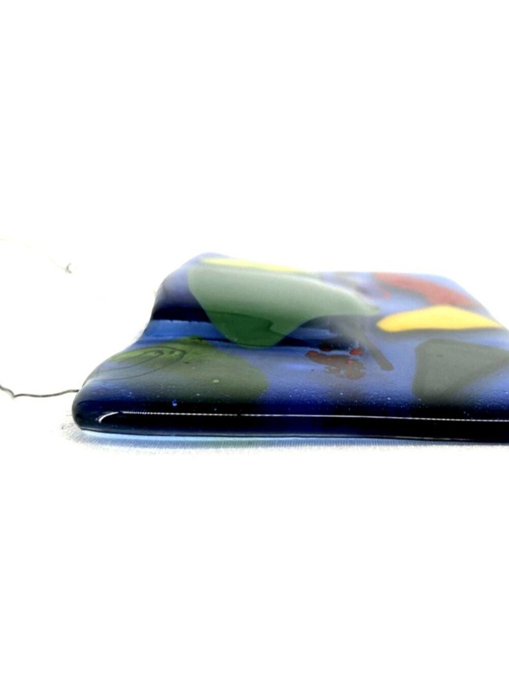 Fused Art Glass Wall Pocket Handmade Artisan Multicolor 6" long Unsigned - Picture 4 of 7